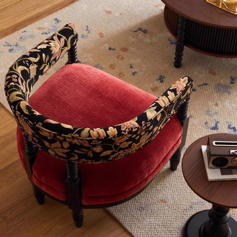 Contemporary Retro Square Rectangular Ash Wood Ramie Fabric Accent Chair Backrest Armless For Living Room