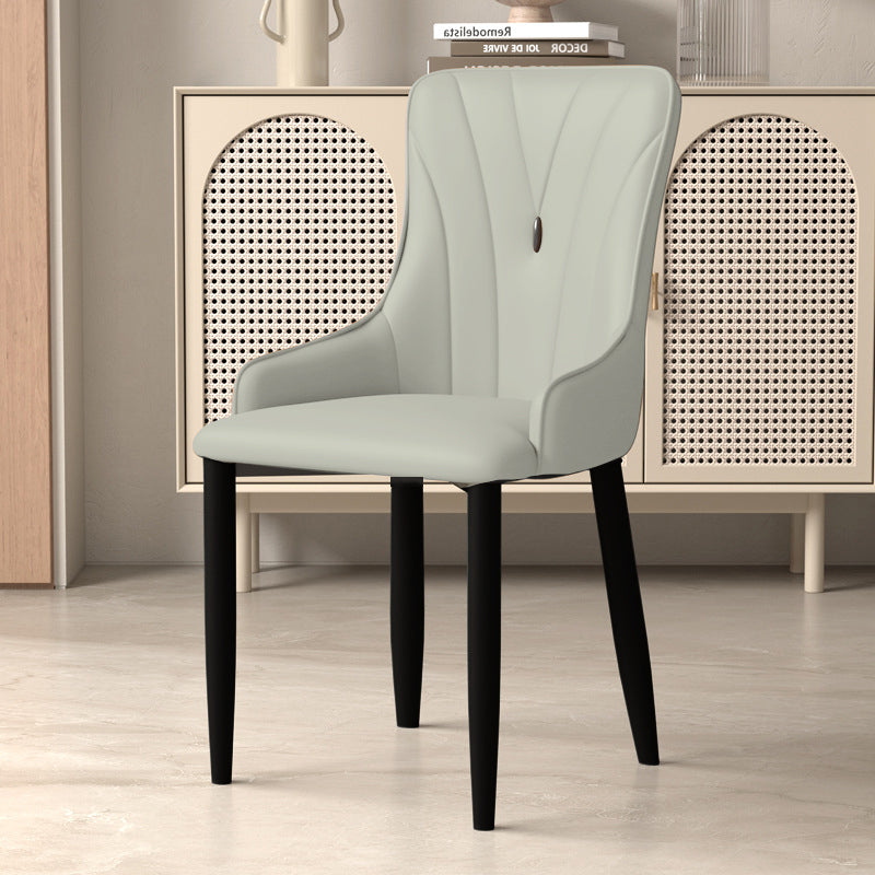 Contemporary Nordic Square Faux Leather Carbon Steel Dining Chair Backrest Armrest For Dining Room & Kitchen