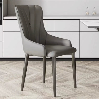 Contemporary Nordic Square Faux Leather Carbon Steel Dining Chair Backrest Armrest For Dining Room & Kitchen