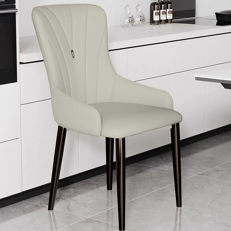 Contemporary Nordic Square Faux Leather Carbon Steel Dining Chair Backrest Armrest For Dining Room & Kitchen
