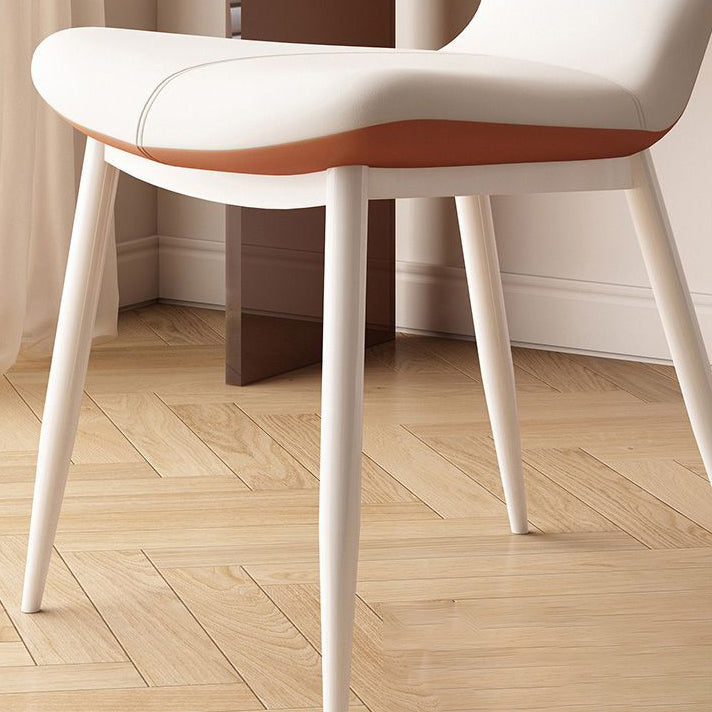 Modern Minimalist Square Rectangular Faux Nappa Leather Carbon Steel Dining Chair Backrest Armless For Dining Room & Kitchen