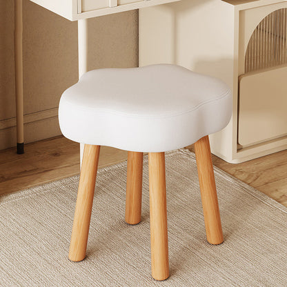 Modern Minimalist Flower-shaped Synthetic Fabric Lamb Fleece Beech Wood Solid Wood Plywood Low Stool For Living Room
