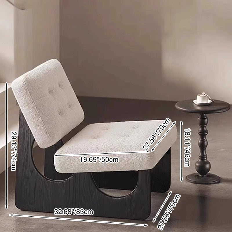 Modern Minimalist Square Rectangular Pine Wood PU Leather Lamb Fleece Accent Chair Backrest Armless For Living Room