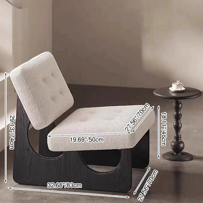 Modern Minimalist Square Rectangular Pine Wood PU Leather Lamb Fleece Accent Chair Backrest Armless For Living Room