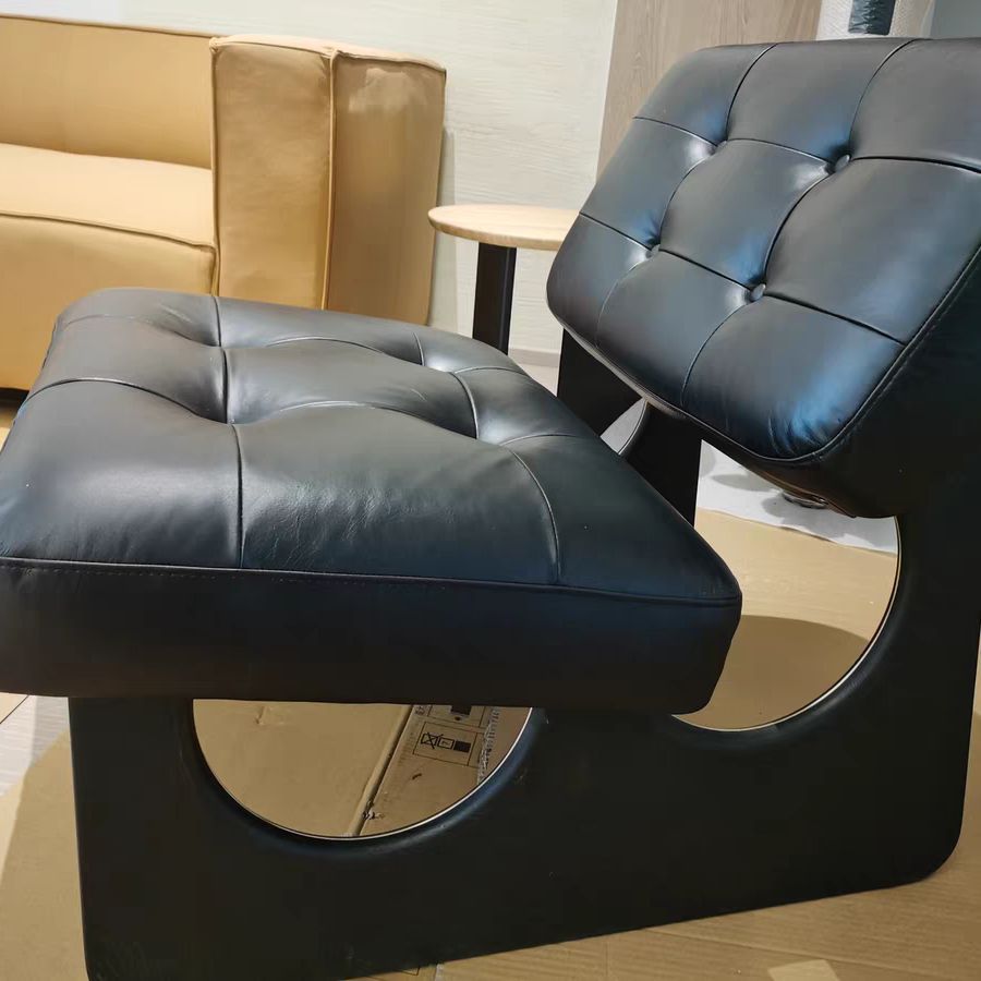 Modern Minimalist Square Rectangular Pine Wood PU Leather Lamb Fleece Accent Chair Backrest Armless For Living Room