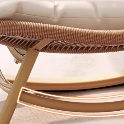 Modern Minimalist Ellipse PE Rattan Iron Cotton-linen Weaving Rocking Chair Backrest Armless For Living Room