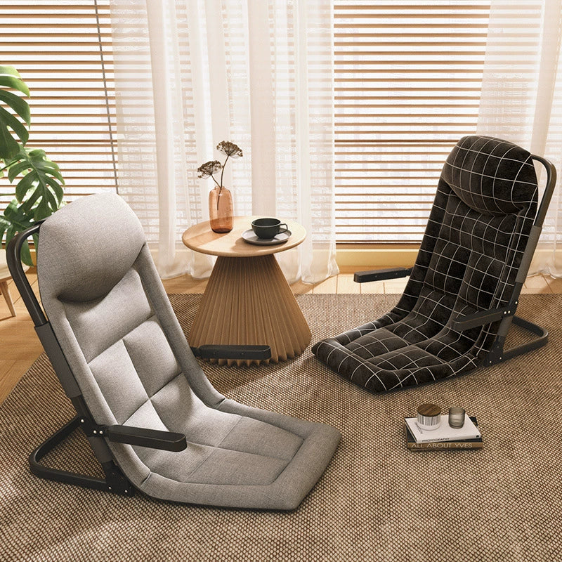 Modern Minimalist Square Rectangular Cotton-linen Synthetic Fabric Polyester Fiber Iron Foldable Recliner Backrest Armrest For Living Room