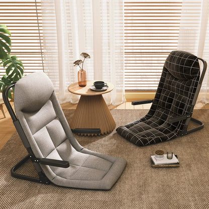Modern Minimalist Square Rectangular Cotton-linen Synthetic Fabric Polyester Fiber Iron Foldable Recliner Backrest Armrest For Living Room