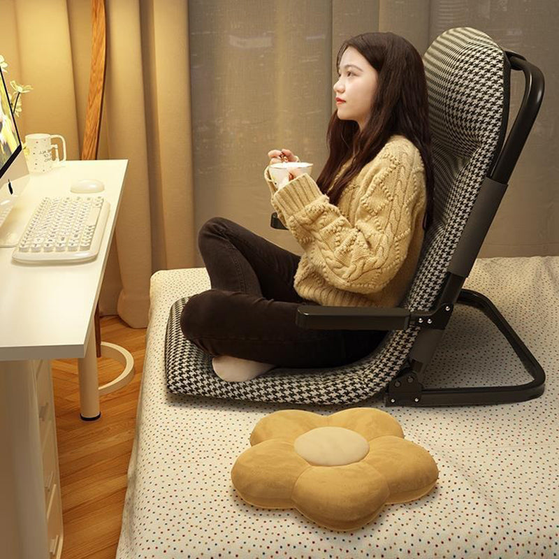 Modern Minimalist Square Rectangular Cotton-linen Synthetic Fabric Polyester Fiber Iron Foldable Recliner Backrest Armrest For Living Room