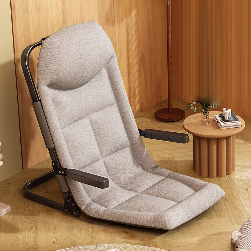 Modern Minimalist Square Rectangular Cotton-linen Synthetic Fabric Polyester Fiber Iron Foldable Recliner Backrest Armrest For Living Room