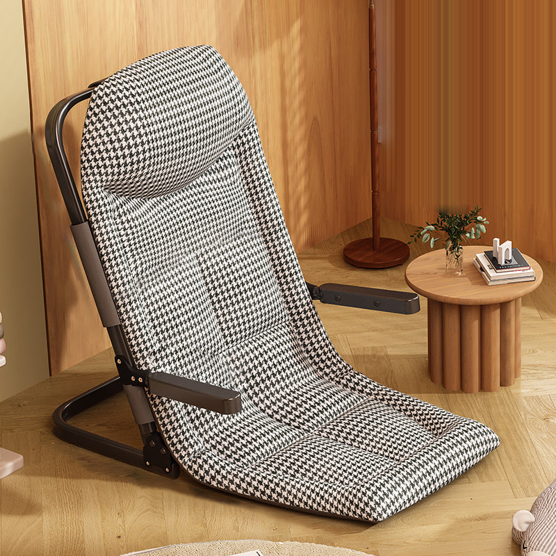 Modern Minimalist Square Rectangular Cotton-linen Synthetic Fabric Polyester Fiber Iron Foldable Recliner Backrest Armrest For Living Room