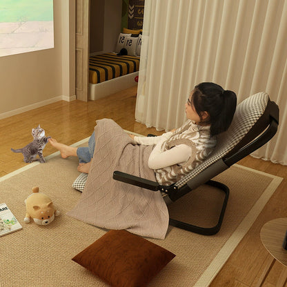 Modern Minimalist Square Rectangular Cotton-linen Synthetic Fabric Polyester Fiber Iron Foldable Recliner Backrest Armrest For Living Room