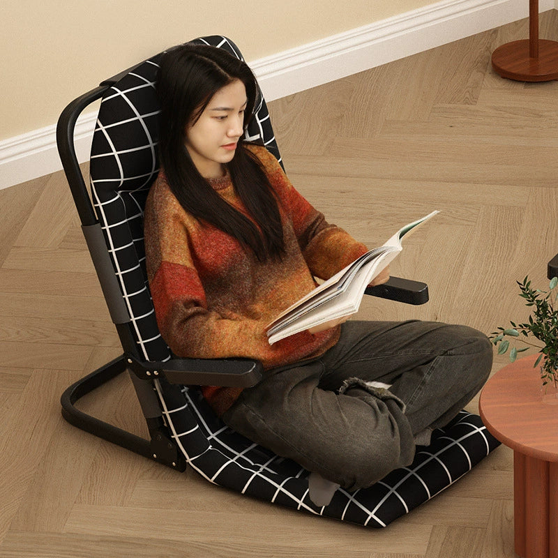 Modern Minimalist Square Rectangular Cotton-linen Synthetic Fabric Polyester Fiber Iron Foldable Recliner Backrest Armrest For Living Room
