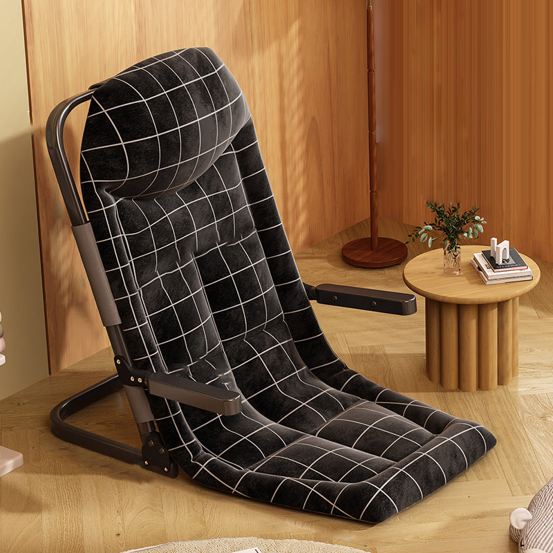 Modern Minimalist Square Rectangular Cotton-linen Synthetic Fabric Polyester Fiber Iron Foldable Recliner Backrest Armrest For Living Room
