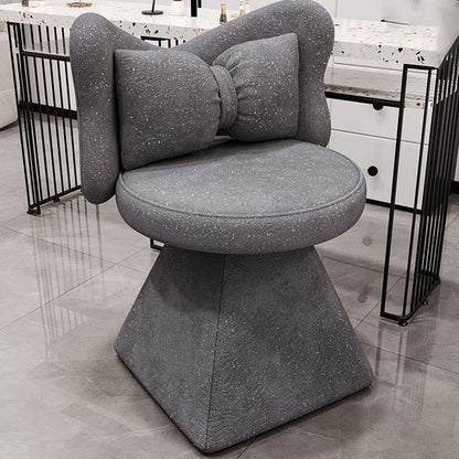 Modern Minimalist Round Star Fabric Solid Wood 360°Swivel Bow Tie Vanity Stool Backrest Armless For Bedroom