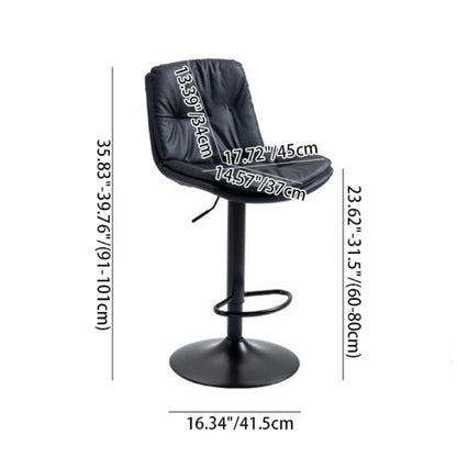 Modern Minimalist Square Rectangular Faux Nappa Leather Solid Wood Plywood Swivel Height-adjustable Bar Stool Backrest Armless For Dining Room & Kitchen