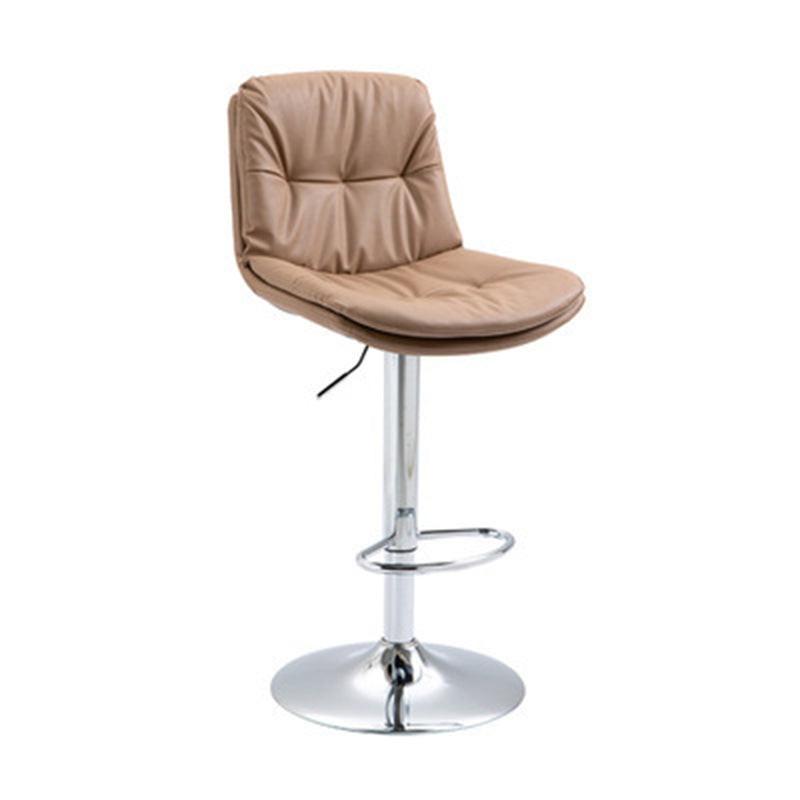 Modern Minimalist Square Rectangular Faux Nappa Leather Solid Wood Plywood Swivel Height-adjustable Bar Stool Backrest Armless For Dining Room & Kitchen