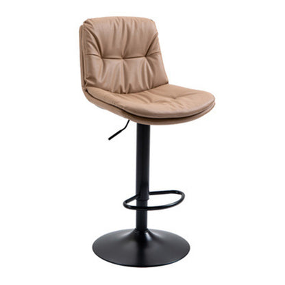 Modern Minimalist Square Rectangular Faux Nappa Leather Solid Wood Plywood Swivel Height-adjustable Bar Stool Backrest Armless For Dining Room & Kitchen