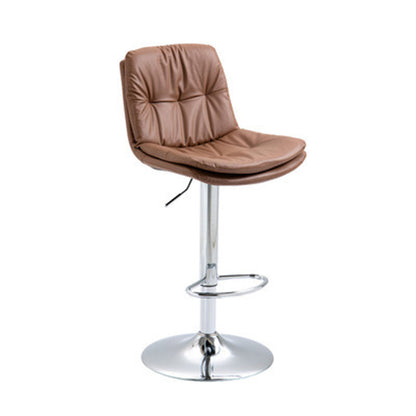 Modern Minimalist Square Rectangular Faux Nappa Leather Solid Wood Plywood Swivel Height-adjustable Bar Stool Backrest Armless For Dining Room & Kitchen
