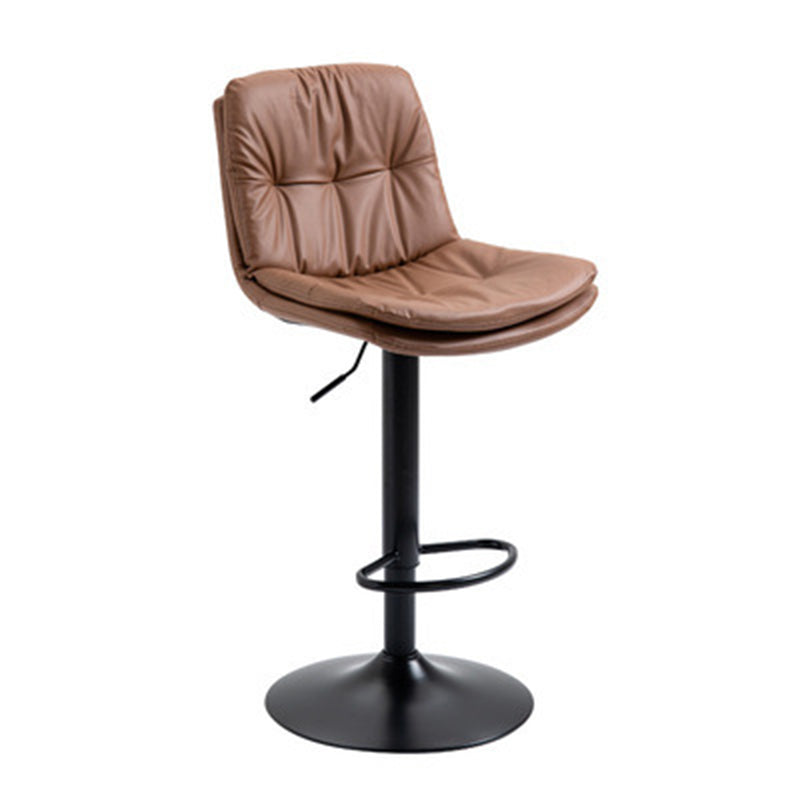 Modern Minimalist Square Rectangular Faux Nappa Leather Solid Wood Plywood Swivel Height-adjustable Bar Stool Backrest Armless For Dining Room & Kitchen