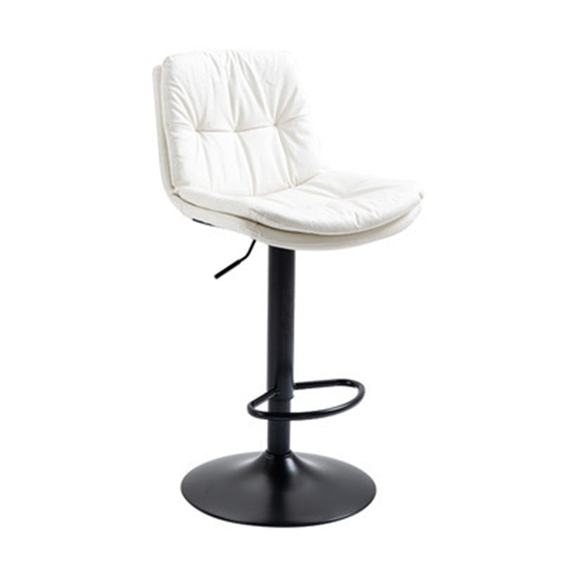 Modern Minimalist Square Rectangular Faux Nappa Leather Solid Wood Plywood Swivel Height-adjustable Bar Stool Backrest Armless For Dining Room & Kitchen