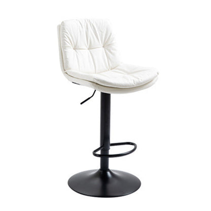 Modern Minimalist Square Rectangular Faux Nappa Leather Solid Wood Plywood Swivel Height-adjustable Bar Stool Backrest Armless For Dining Room & Kitchen