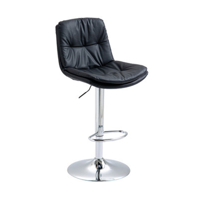 Modern Minimalist Square Rectangular Faux Nappa Leather Solid Wood Plywood Swivel Height-adjustable Bar Stool Backrest Armless For Dining Room & Kitchen