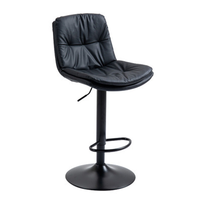 Modern Minimalist Square Rectangular Faux Nappa Leather Solid Wood Plywood Swivel Height-adjustable Bar Stool Backrest Armless For Dining Room & Kitchen