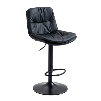 Modern Minimalist Square Rectangular Faux Nappa Leather Solid Wood Plywood Swivel Height-adjustable Bar Stool Backrest Armless For Dining Room & Kitchen