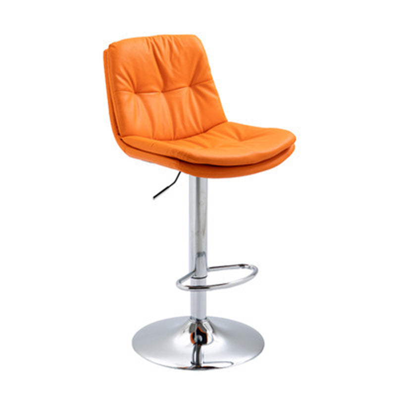 Modern Minimalist Square Rectangular Faux Nappa Leather Solid Wood Plywood Swivel Height-adjustable Bar Stool Backrest Armless For Dining Room & Kitchen