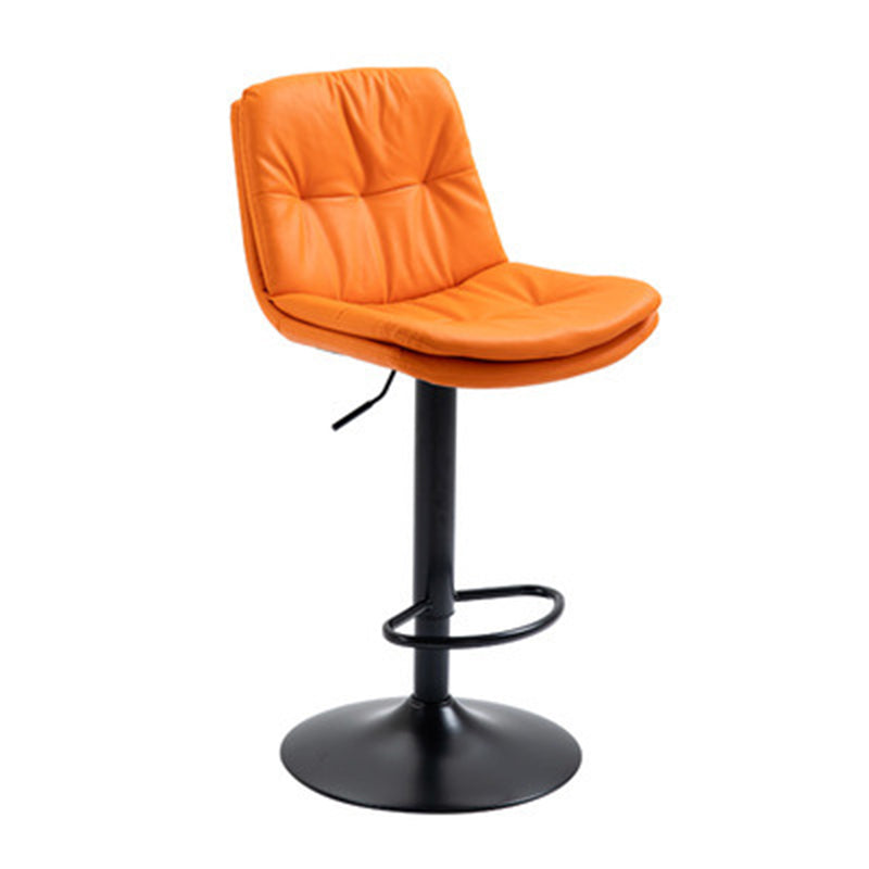 Modern Minimalist Square Rectangular Faux Nappa Leather Solid Wood Plywood Swivel Height-adjustable Bar Stool Backrest Armless For Dining Room & Kitchen