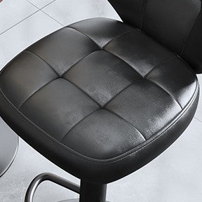 Modern Minimalist Square Rectangular Faux Nappa Leather Carbon Steel Swivel Height-adjustable Bar Stool Backrest Armless For Dining Room & Kitchen