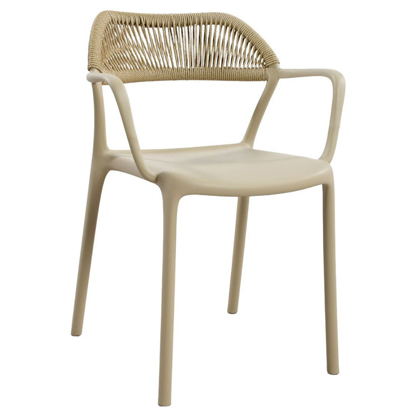 Modern Minimalist Square PP PE Rattan Weaving Dining Chair Backrest Armrest For Dining Room & Kitchen