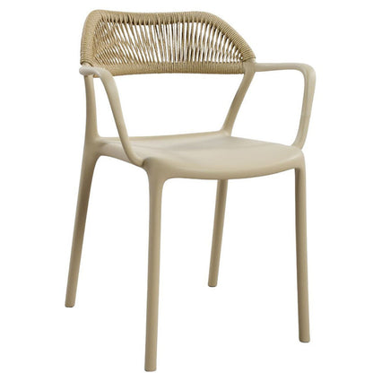 Modern Minimalist Square PP PE Rattan Weaving Dining Chair Backrest Armrest For Dining Room & Kitchen