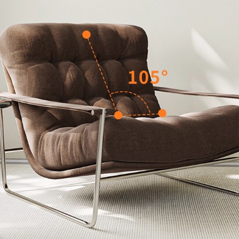 Contemporary Nordic Square Rectangular Corduroy Stainless Steel Accent Chair Backrest Armrest For Living Room