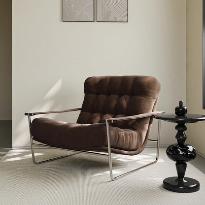Contemporary Nordic Square Rectangular Corduroy Stainless Steel Accent Chair Backrest Armrest For Living Room