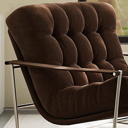 Contemporary Nordic Square Rectangular Corduroy Stainless Steel Accent Chair Backrest Armrest For Living Room