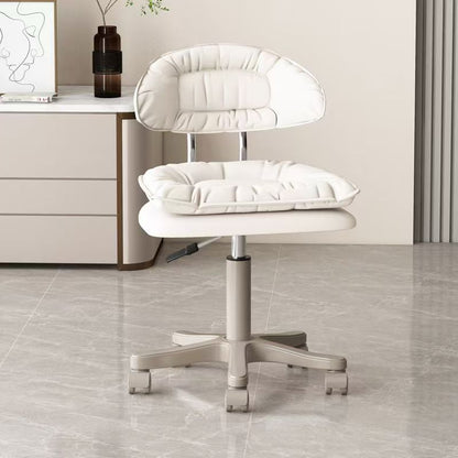 Modern Minimalist Square PU Leather Iron 360°Swivel Movable Height Adjustable Desk Chair Backrest Armless For Home Office
