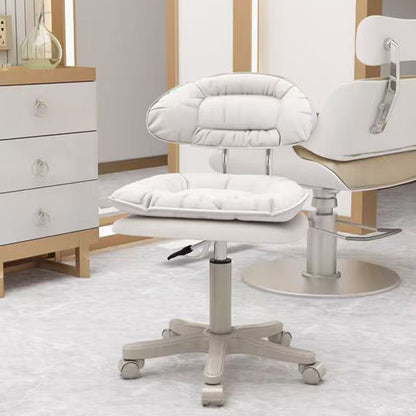 Modern Minimalist Square PU Leather Iron 360°Swivel Movable Height Adjustable Desk Chair Backrest Armless For Home Office