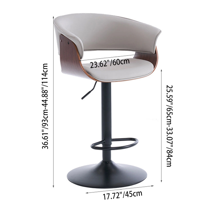 Modern Minimalist Square Rectangular Silicone Leather Solid Wood Iron Swivel Height-adjustable Bar Stool Backrest Armrest For Dining Room & Kitchen