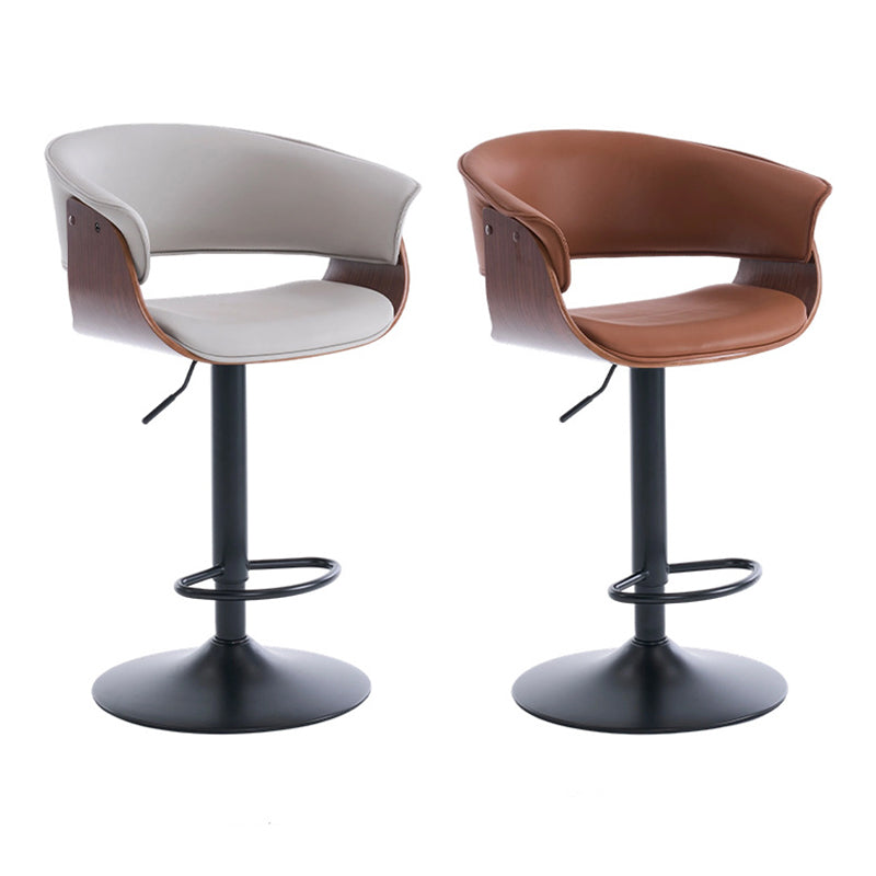 Modern Minimalist Square Rectangular Silicone Leather Solid Wood Iron Swivel Height-adjustable Bar Stool Backrest Armrest For Dining Room & Kitchen
