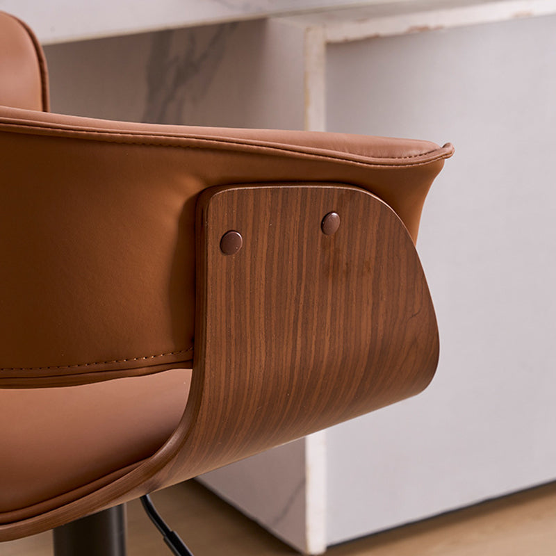 Modern Minimalist Square Rectangular Silicone Leather Solid Wood Iron Swivel Height-adjustable Bar Stool Backrest Armrest For Dining Room & Kitchen