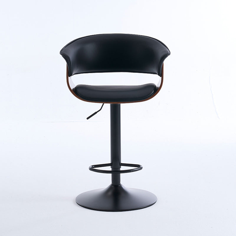 Modern Minimalist Square Rectangular Silicone Leather Solid Wood Iron Swivel Height-adjustable Bar Stool Backrest Armrest For Dining Room & Kitchen