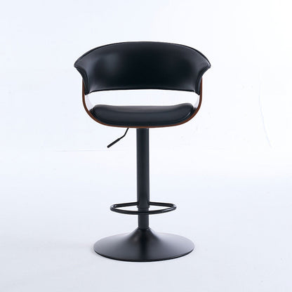 Modern Minimalist Square Rectangular Silicone Leather Solid Wood Iron Swivel Height-adjustable Bar Stool Backrest Armrest For Dining Room & Kitchen