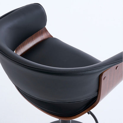 Modern Minimalist Square Rectangular Silicone Leather Solid Wood Iron Swivel Height-adjustable Bar Stool Backrest Armrest For Dining Room & Kitchen