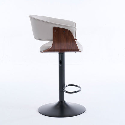 Modern Minimalist Square Rectangular Silicone Leather Solid Wood Iron Swivel Height-adjustable Bar Stool Backrest Armrest For Dining Room & Kitchen