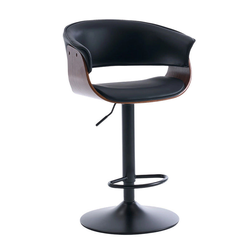 Modern Minimalist Square Rectangular Silicone Leather Solid Wood Iron Swivel Height-adjustable Bar Stool Backrest Armrest For Dining Room & Kitchen