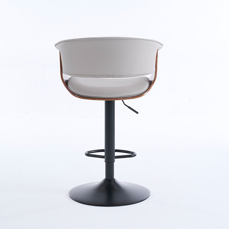 Modern Minimalist Square Rectangular Silicone Leather Solid Wood Iron Swivel Height-adjustable Bar Stool Backrest Armrest For Dining Room & Kitchen