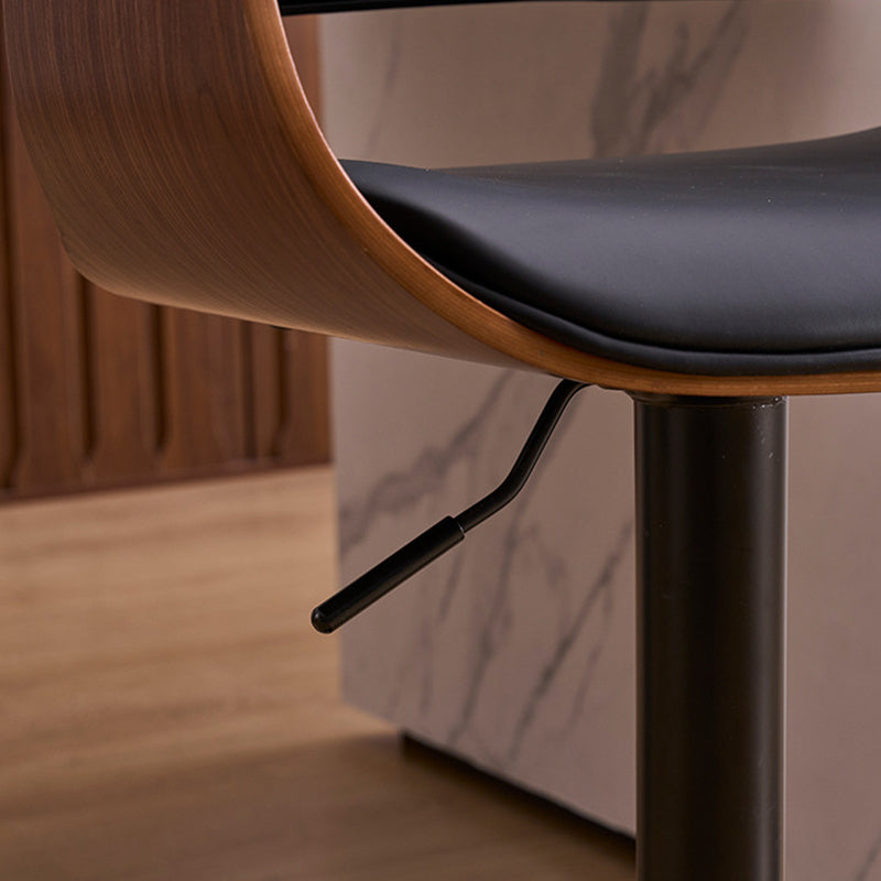 Modern Minimalist Square Rectangular Silicone Leather Solid Wood Iron Swivel Height-adjustable Bar Stool Backrest Armrest For Dining Room & Kitchen