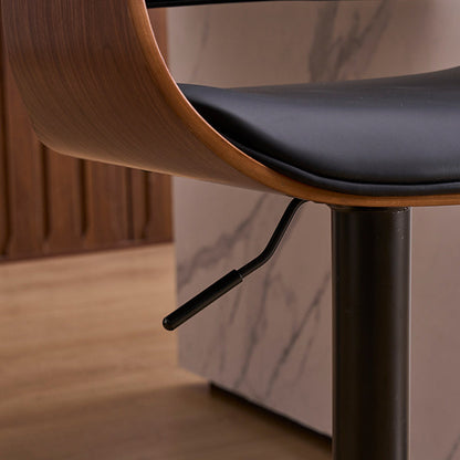 Modern Minimalist Square Rectangular Silicone Leather Solid Wood Iron Swivel Height-adjustable Bar Stool Backrest Armrest For Dining Room & Kitchen